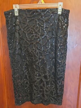 Express Black Sequin Pencil Skirt